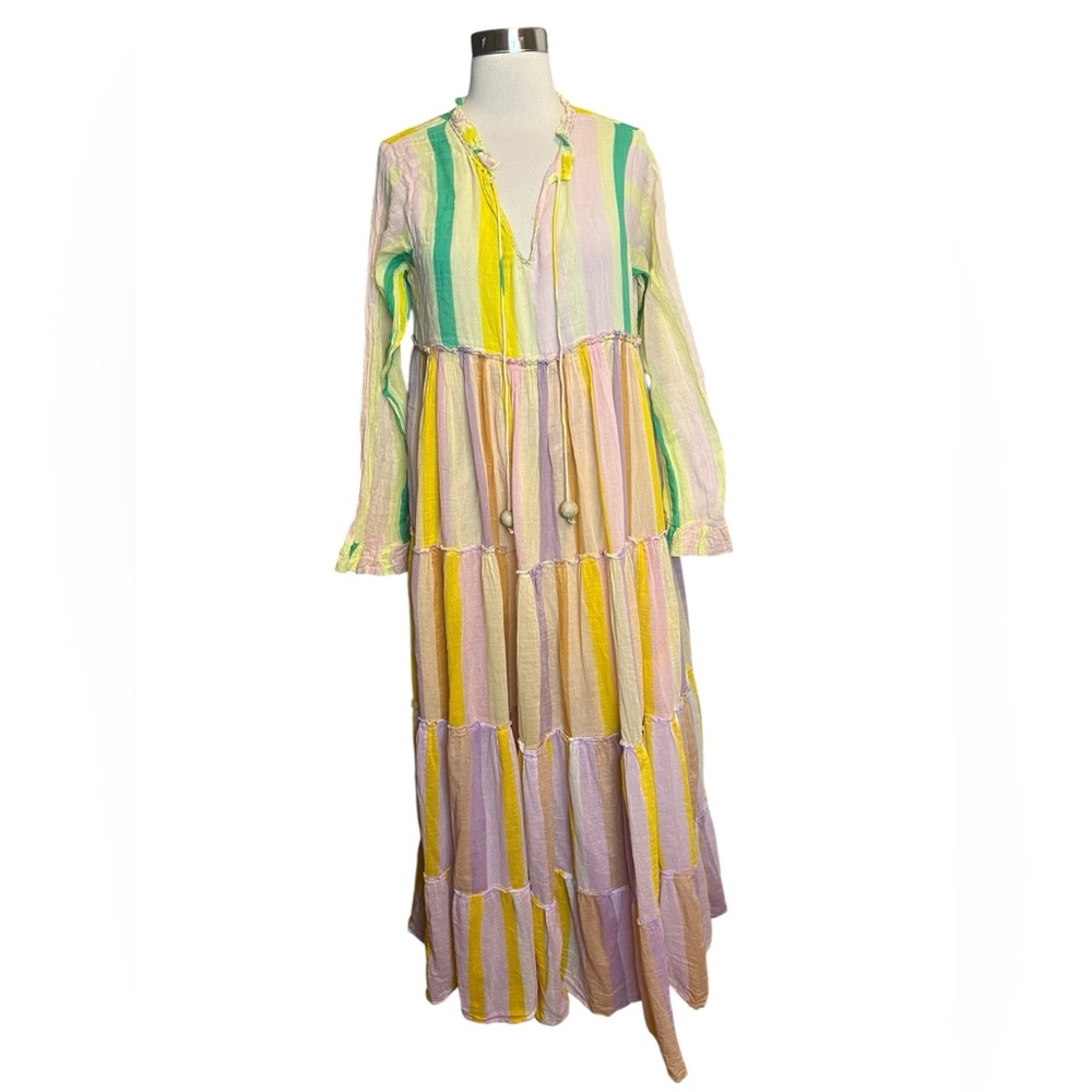 Bianca Paris Multicolor Maxi Dress One Size TU Long Sleeve